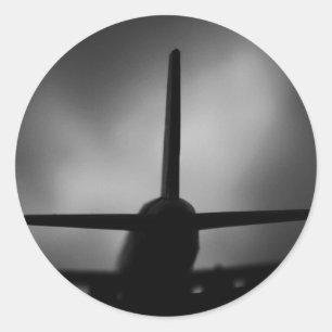 Pegatina Redonda Avión