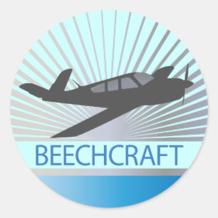 Pegatina Redonda Avión Beechcraft
