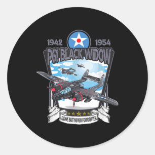 Pegatina Redonda Avión de caza de viudas negras P61 de la Segunda G