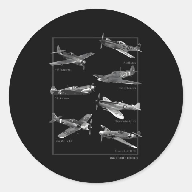 Pegatina Redonda Avión de combate Ww2 (Anverso)