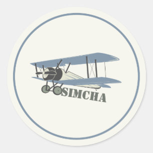 Pegatina Redonda Avión de cosecha