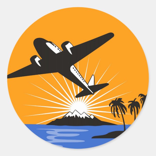 Pegatina Redonda avión de hélice de vuelo (Anverso)