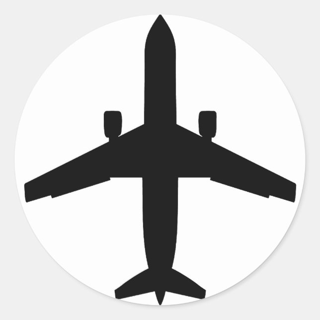 Pegatina Redonda avión de pasajeros (Anverso)