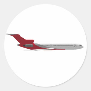 Pegatina Redonda Avión de reacción comercial: Modelo 3D: