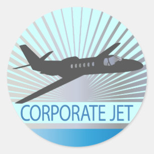 Pegatina Redonda Avión de reacción corporativo