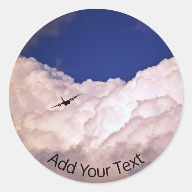 Pegatina Redonda Avión de transporte militar por Shirley Taylor (Anverso)