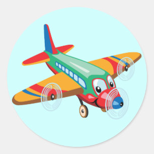 Pegatina Redonda avión personalizado