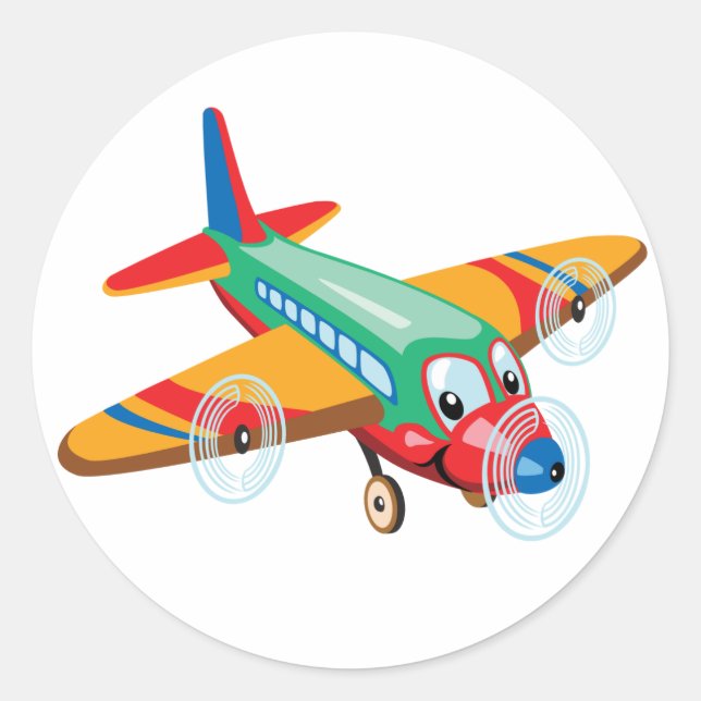 Pegatina Redonda avión personalizado (Anverso)