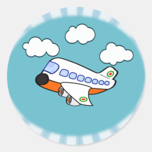 Pegatina Redonda Avión personalizado