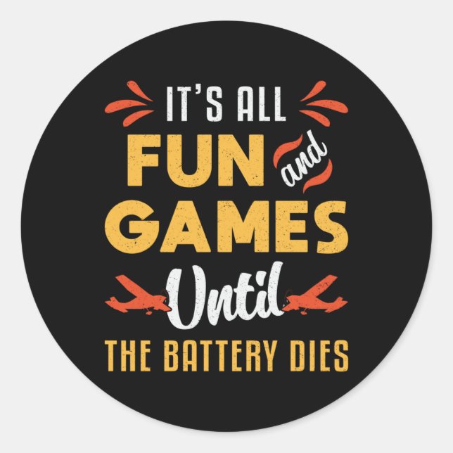 Pegatina Redonda Avión RC: Diversión y juegos piloto de divertidos  (Anverso)