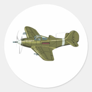 Pegatina Redonda avión retro personalizado
