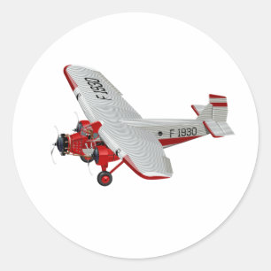 Pegatina Redonda avión retro personalizado