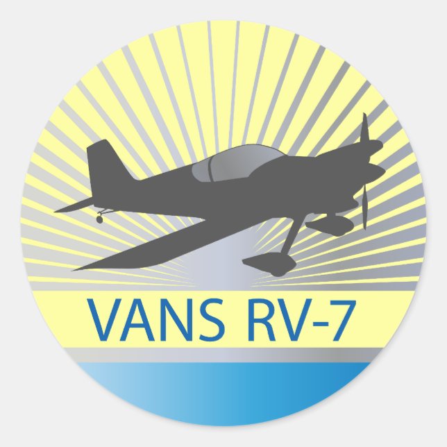 Pegatina Redonda Avión Vans RV-7 (Anverso)
