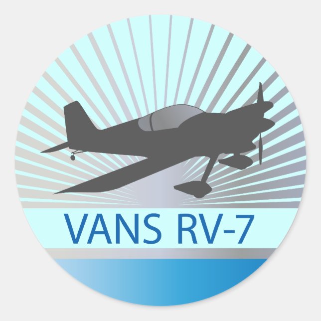 Pegatina Redonda Avión Vans RV-7 (Anverso)