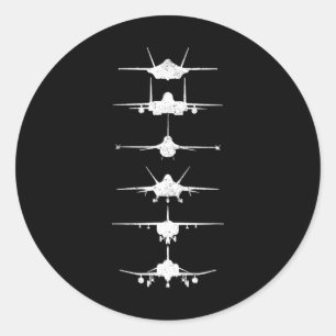 Pegatina Redonda Aviones de combate F-4 F-111 F-15 F-16 F-22 F-15