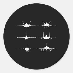 Pegatina Redonda Aviones de combate F-4 F-111 F-15 F-16 F-22 F-15