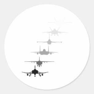 Pegatina Redonda Aviones de combate F-4 F-111 F-15 F-16 F-22 F-15