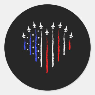 Pegatina Redonda Aviones de combate Patriot 4 de julio bandera de E
