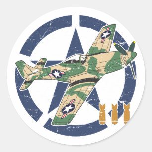 PEGATINA REDONDA AVIONES DE LA SEGUNDA GUERRA MUNDIAL