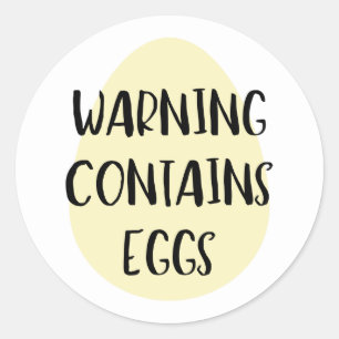 Pegatina Redonda Aviso Contiene Huevos Alergen Baking Label Egg