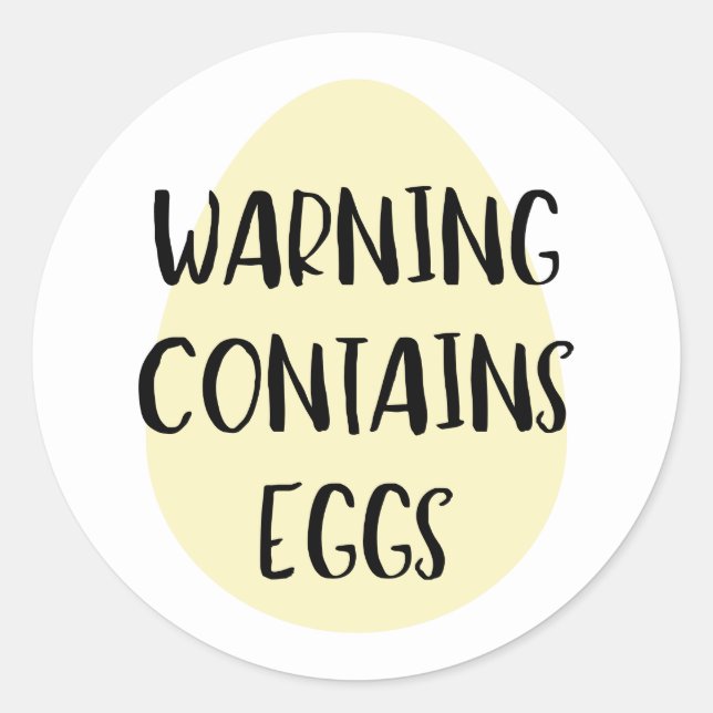 Pegatina Redonda Aviso Contiene Huevos Alergen Baking Label Egg (Anverso)