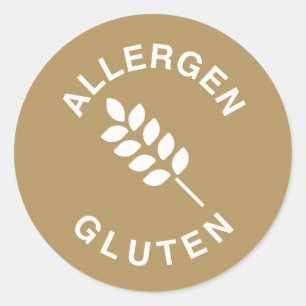 Pegatina Redonda Aviso de alergia de Gluten