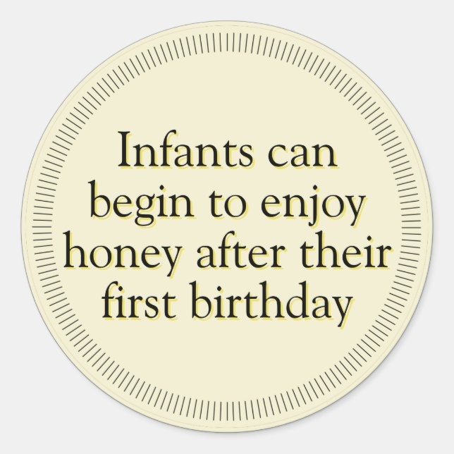 Pegatina Redonda Aviso de bebé de miel Pegatinas de ámbar oscuro (Anverso)