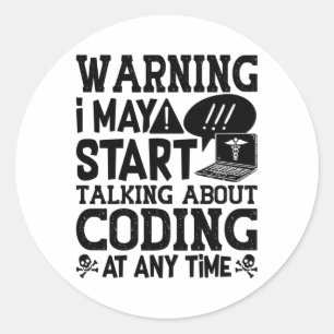 Pegatina Redonda Aviso de Codificación de Codificación Médica Puedo