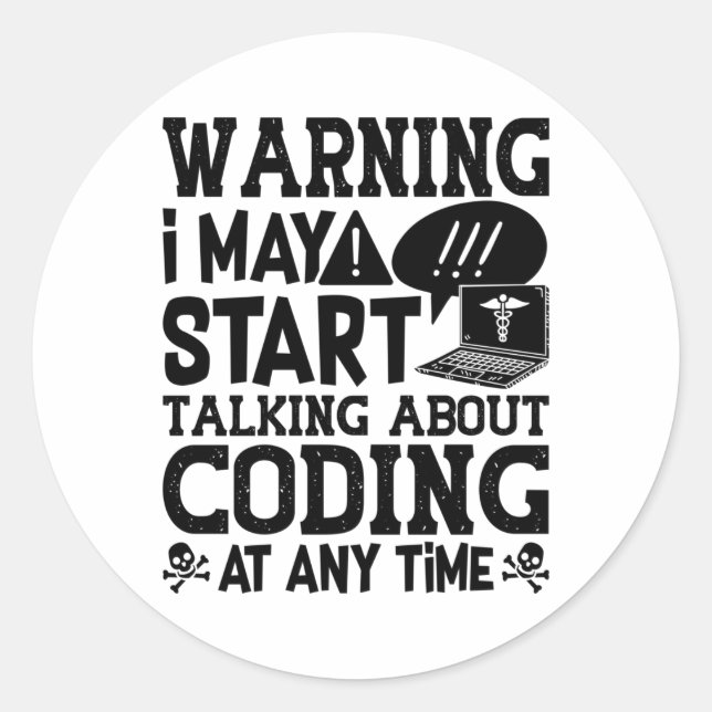 Pegatina Redonda Aviso de Codificación de Codificación Médica Puedo (Anverso)