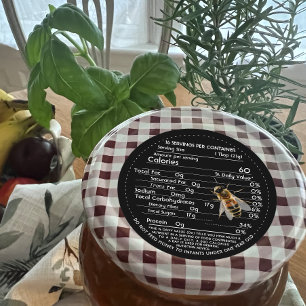 Pegatina Redonda Aviso de infante de nutrición de miel y negro abej