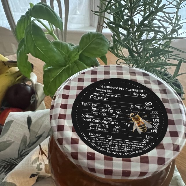 Pegatina Redonda Aviso de infante de nutrición de miel y negro abej (Subido por el creador)