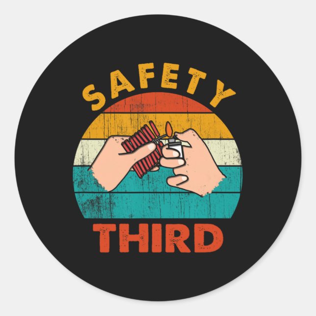 Pegatina Redonda Aviso de los fuegos artificiales Seguridad de los  (Anverso)