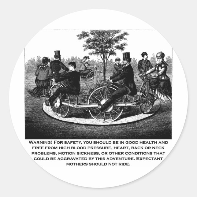 Pegatina Redonda Aviso de montaña rusa (Anverso)