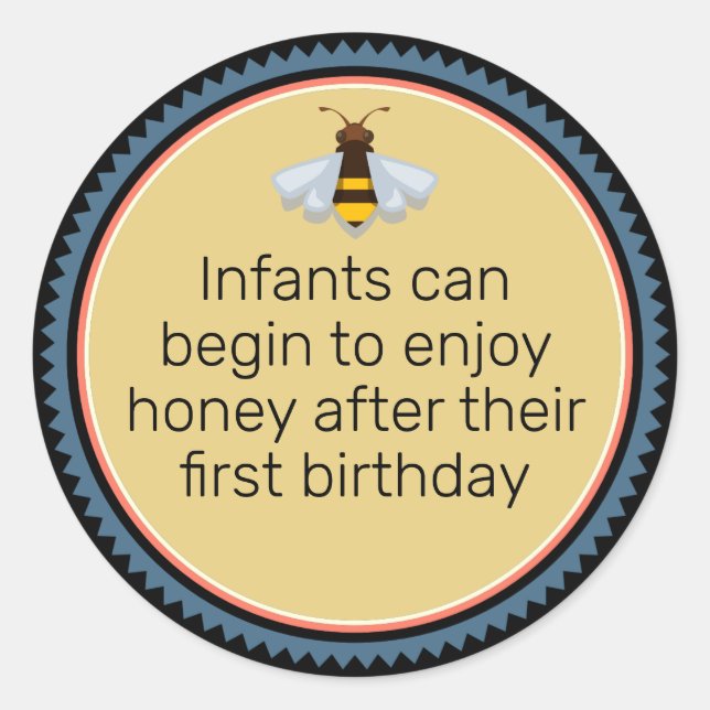 Pegatina Redonda Aviso de niño de bebe Icon Honey Black (Anverso)