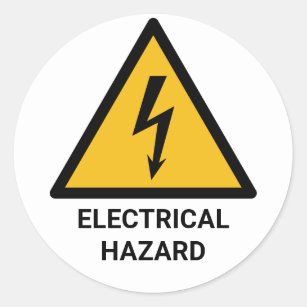Pegatina Redonda Aviso de peligro eléctrico, símbolo de choque eléc