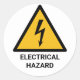 Pegatina Redonda Aviso de peligro eléctrico, símbolo de choque eléc (Anverso)