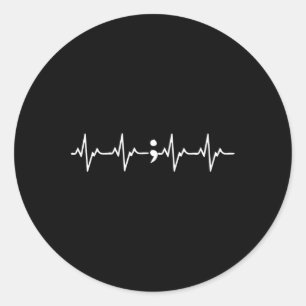 Pegatina Redonda Aviso de prevención del suicidio de Semicolon