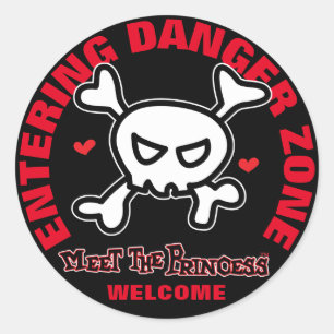 Pegatina Redonda Aviso de princesas