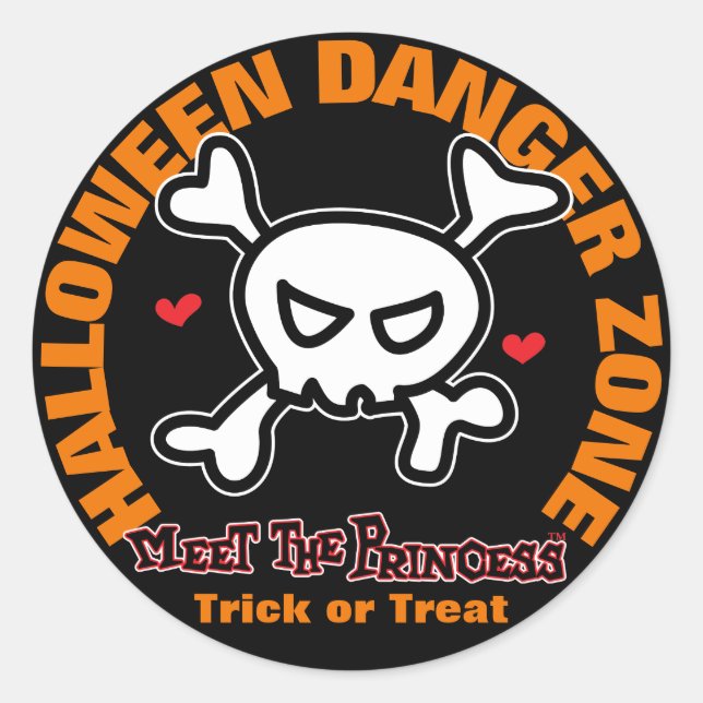 Pegatina Redonda Aviso de princesas (Anverso)