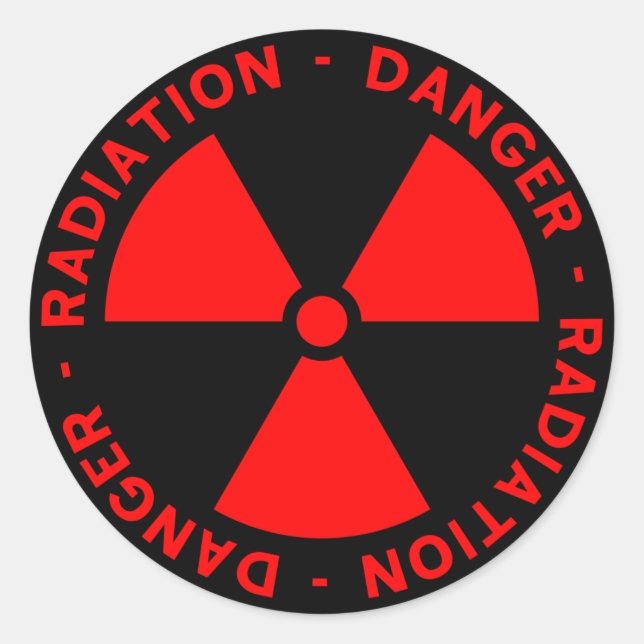 Pegatina Redonda Aviso de radiación (Anverso)