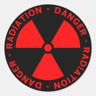 Pegatina Redonda Aviso de radiación