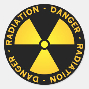 Pegatina Redonda Aviso de radiación amarilla