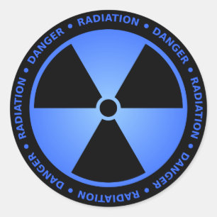 Pegatina Redonda Aviso de radiación azul