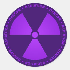 Pegatina Redonda Aviso de radiación púrpura