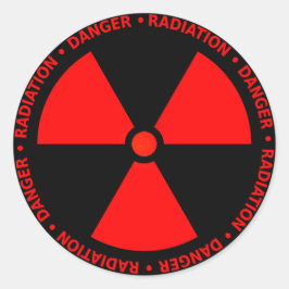 Pegatina Redonda Aviso de radiación roja