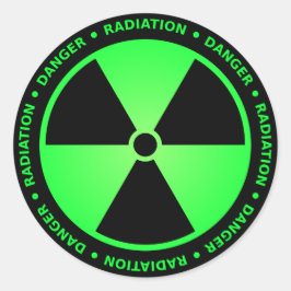 Pegatina Redonda Aviso de radiación verde