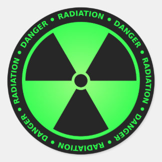 Pegatina Redonda Aviso de radiación verde