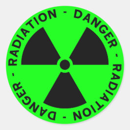 Pegatina Redonda Aviso de radiación verde