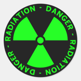 Pegatina Redonda Aviso de radiación verde