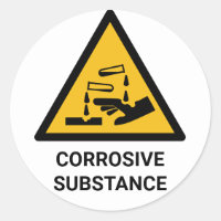 Aviso de sustancias corrosivas, químico cáustico
